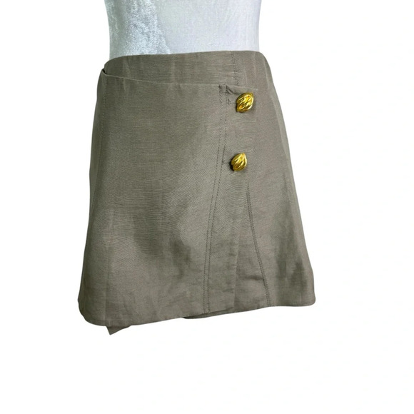 NEW Aje. Linen Blend Realm Wrap Front Mini Skirt Desert Khaki Size 10 - Picture 4 of 11